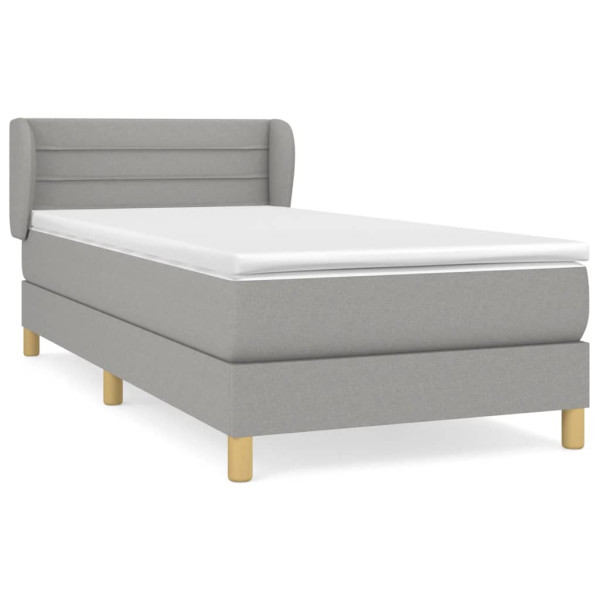 Cama box spring con colchón tela gris claro 90x200 cm M 2