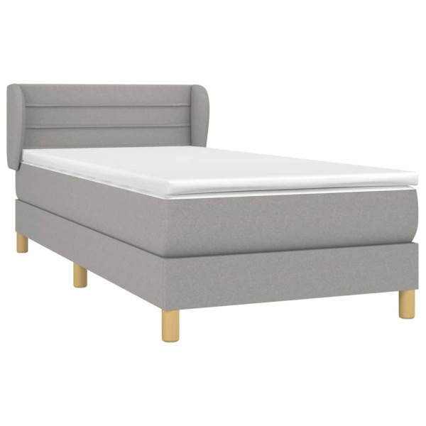 Cama box spring con colchón tela gris claro 90x200 cm M 3
