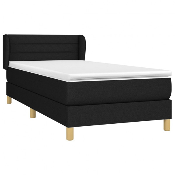 Cama box spring con colchón tela negro 100x200 cm M 3