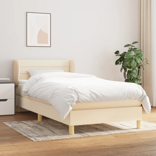 Cama box spring con colchón tela color crema 100x200 cm D