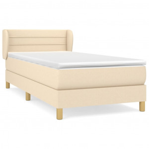 Cama box spring con colchón tela color crema 100x200 cm H