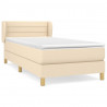 Cama box spring con colchón tela color crema 100x200 cm 2