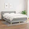 Cama box spring con colchón tela gris claro 140x190 cm 1