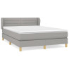 Cama box spring con colchón tela gris claro 140x190 cm 2