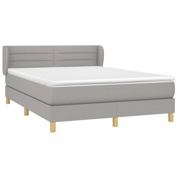 Cama box spring con colchón tela gris claro 140x190 cm M 3