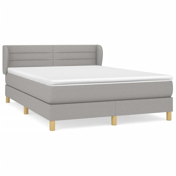 Cama box spring con colchón tela gris claro 140x200 cm M 2