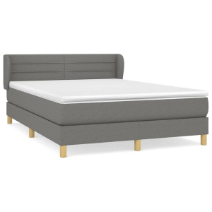Cama box spring con colchón tela gris oscuro 140x200 cm H