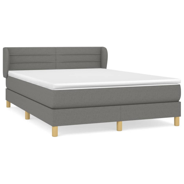 Cama box spring con colchón tela gris oscuro 140x200 cm M 2