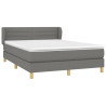 Cama box spring con colchón tela gris oscuro 140x200 cm 3