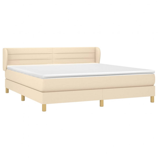 Cama box spring con colchón tela color crema 160x200 cm M 3