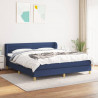 Cama box spring con colchón tela azul 160x200 cm 1