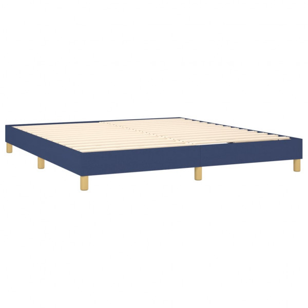 Cama box spring con colchón tela azul 160x200 cm M 4