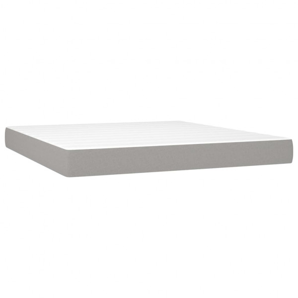 Cama box spring con colchón tela gris claro 180x200 cm M 5