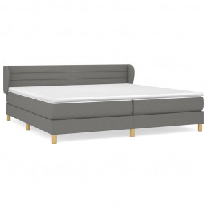 Cama box spring con colchón tela gris oscuro 200x200 cm H
