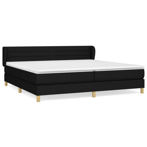 Cama com molas/colchão 200x200 cm tecido preto M 2