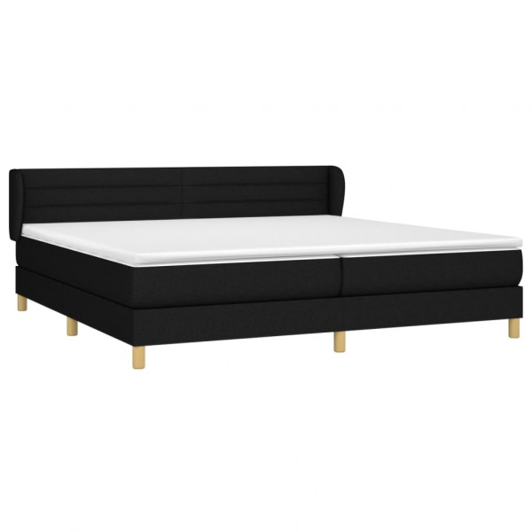 Cama box spring con colchón tela negro 200x200 cm M 3