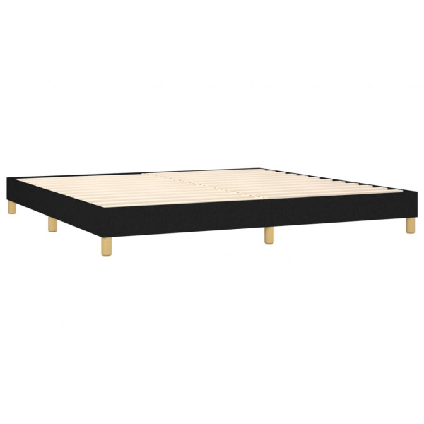 Cama box spring con colchón tela negro 200x200 cm M 4