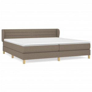Cama box spring con colchón tela gris taupe 200x200 cm H