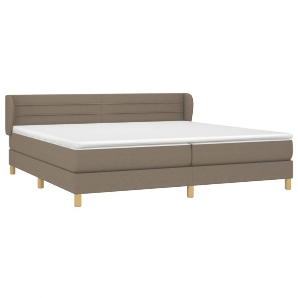 Cama box spring con colchón tela gris taupe 200x200 cm M 3
