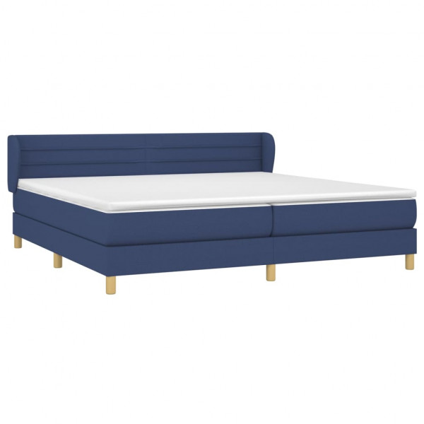 Cama com molas/colchão 200x200 cm tecido azul M 3