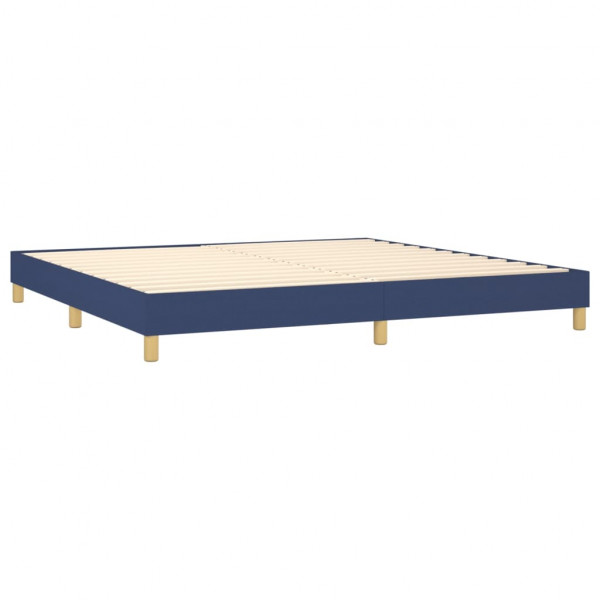 Cama box spring con colchón tela azul 200x200 cm M 4
