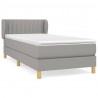 Cama box spring con colchón tela gris claro 80x200 cm 2