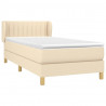 Cama box spring con colchón tela color crema 90x190 cm 3