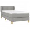 Cama box spring con colchón tela gris claro 90x200 cm 3