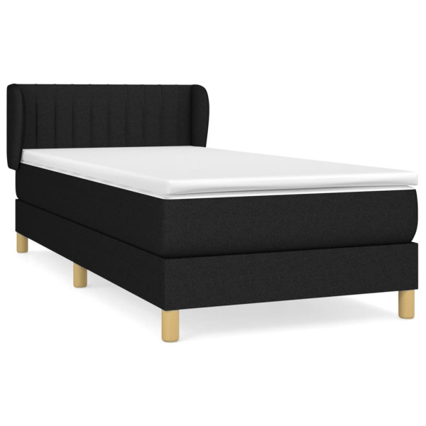 Cama box spring con colchón tela negro 90x200 cm M 2