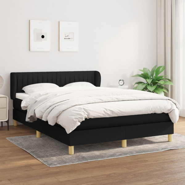 Cama box spring con colchón tela negro 140x200 cm D