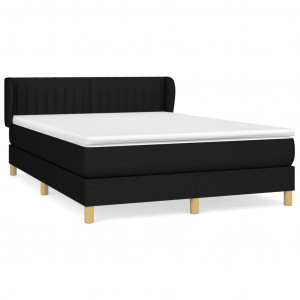 Cama box spring con colchón tela negro 140x200 cm H