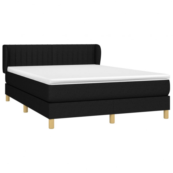 Cama box spring con colchón tela negro 140x200 cm M 3