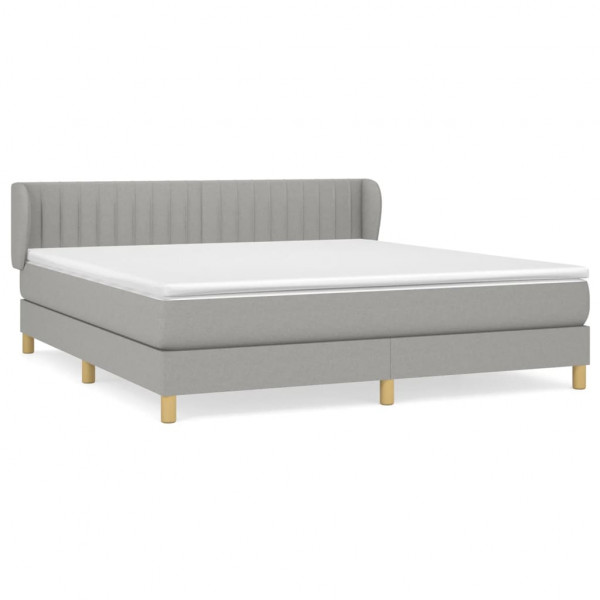 Cama box spring con colchón tela gris claro 160x200 cm M 2