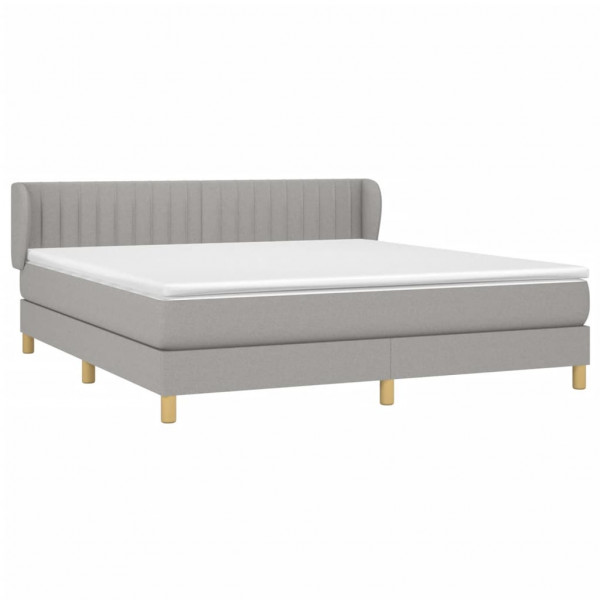 Cama box spring con colchón tela gris claro 160x200 cm M 3