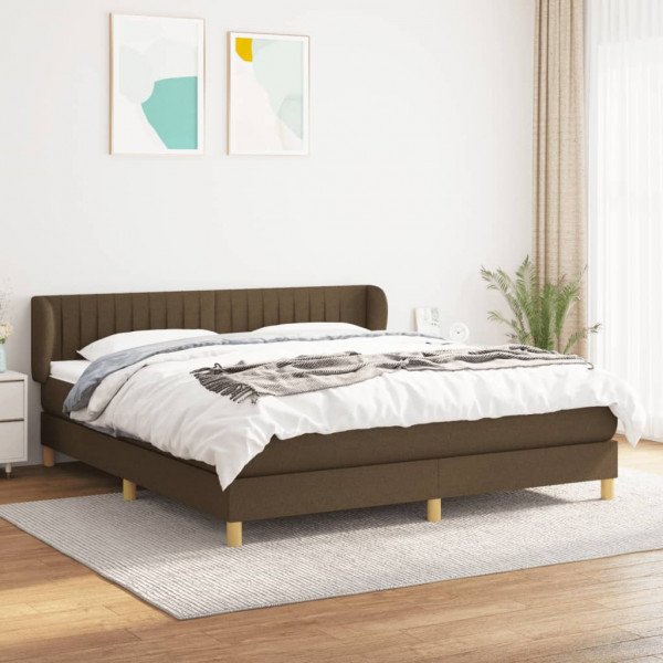 Cama box spring con colchón tela marrón oscuro 160x200 cm D