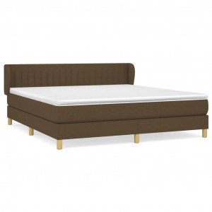 Cama box spring con colchón tela marrón oscuro 160x200 cm H