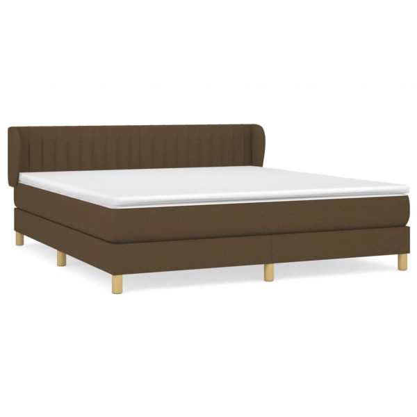 Cama box spring con colchón tela marrón oscuro 160x200 cm M 2