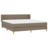 Cama box spring con colchón tela gris taupe 160x200 cm 3