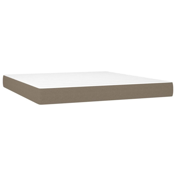 Cama box spring con colchón tela gris taupe 160x200 cm M 5