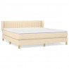 Cama box spring con colchón tela color crema 180x200 cm 2