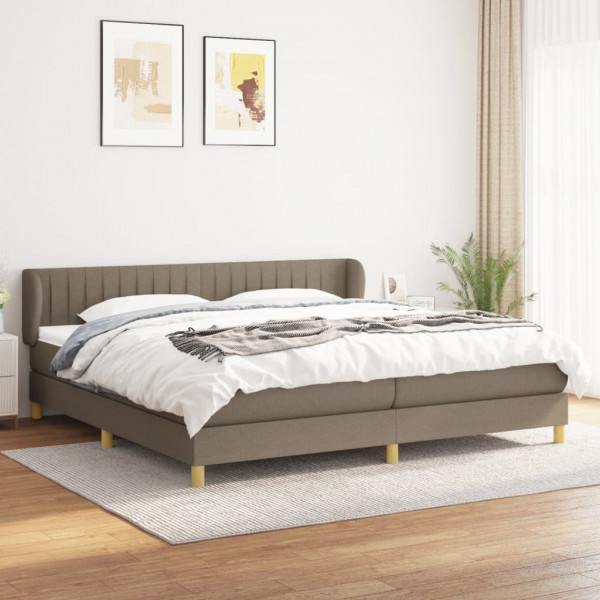 Cama box spring con colchón tela gris taupe 200x200 cm D