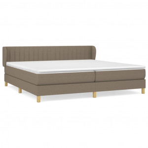 Cama box spring con colchón tela gris taupe 200x200 cm H
