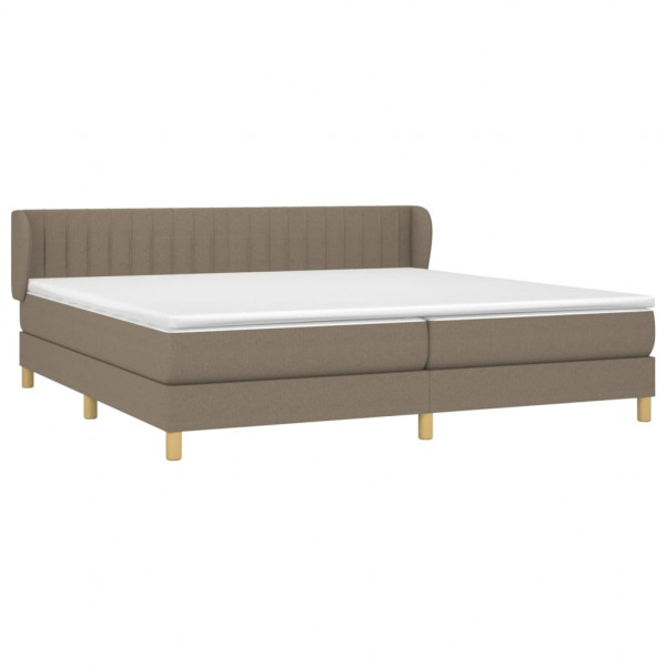 Cama box spring con colchón tela gris taupe 200x200 cm M 3