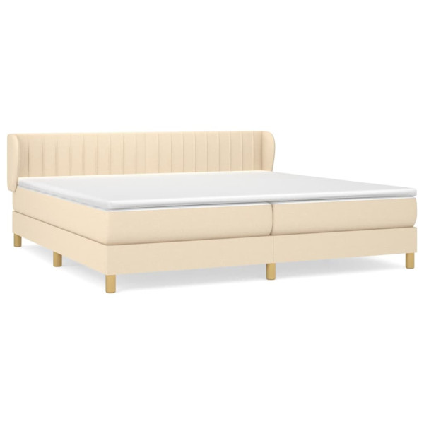 Cama com molas/colchão 200x200 cm tecido cor creme M 2