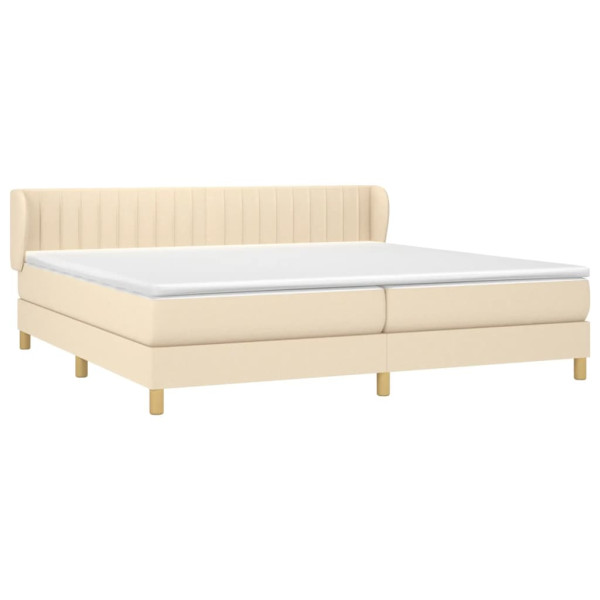 Cama box spring con colchón tela color crema 200x200 cm M 3