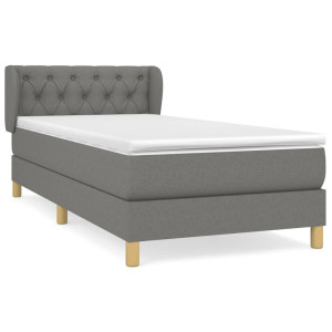Cama box spring con colchón tela gris oscuro 80x200 cm H
