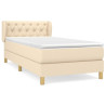 Cama box spring con colchón tela color crema 80x200 cm 2