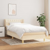 Cama box spring con colchón tela color crema 90x190 cm 1