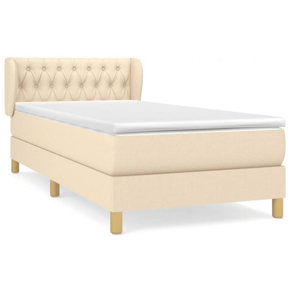 Cama box spring con colchón tela color crema 90x190 cm M 2