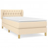 Cama box spring con colchón tela color crema 90x190 cm 2